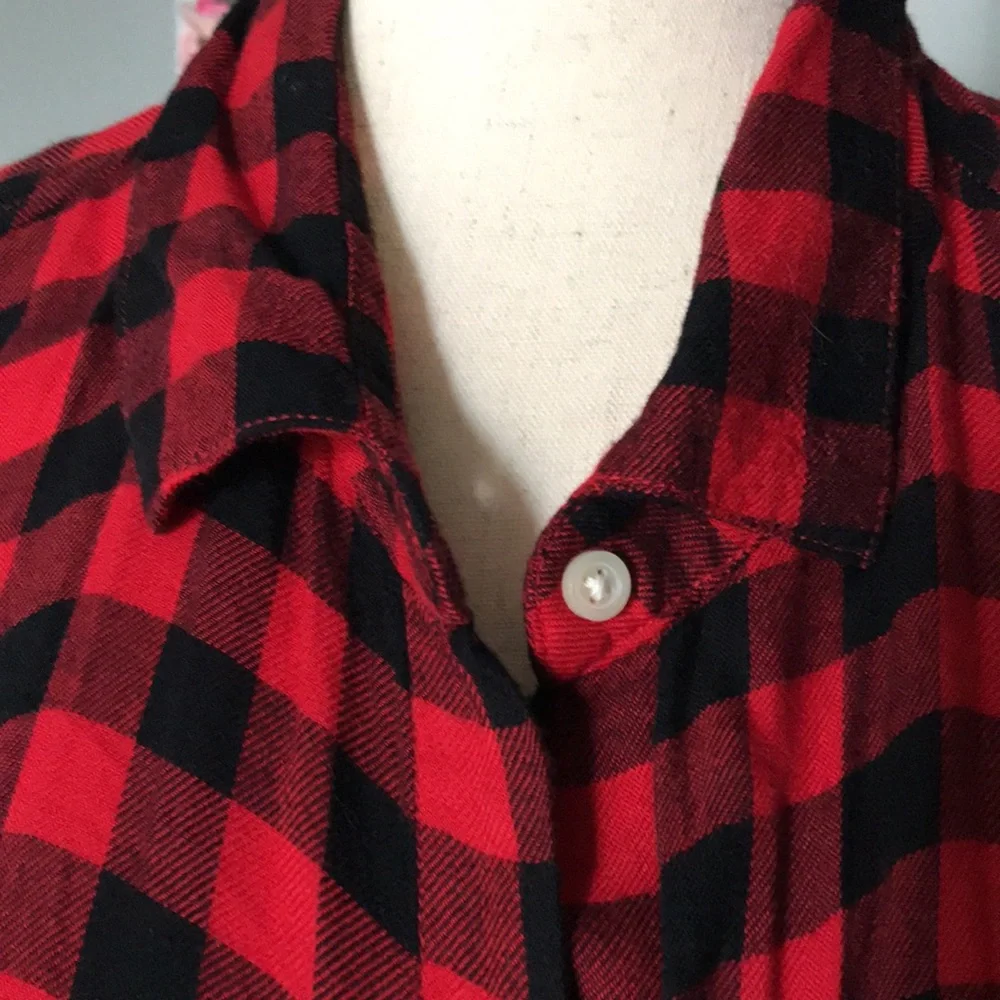 Buffalo Plaid Red Flannel Shirt Long sleeves Long-s FINAL Sale - Picture 4 of 7
